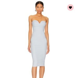 Sophia More To Come Dusty Blue Strapless midi dress
